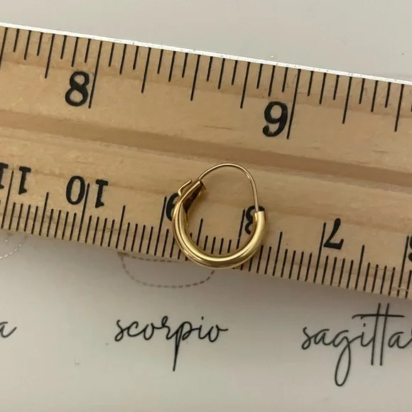 NEW OS 1960s 14kt solid yellow gold wires pierced hoop earrings VTG Mid Century - Picture 6 of 7